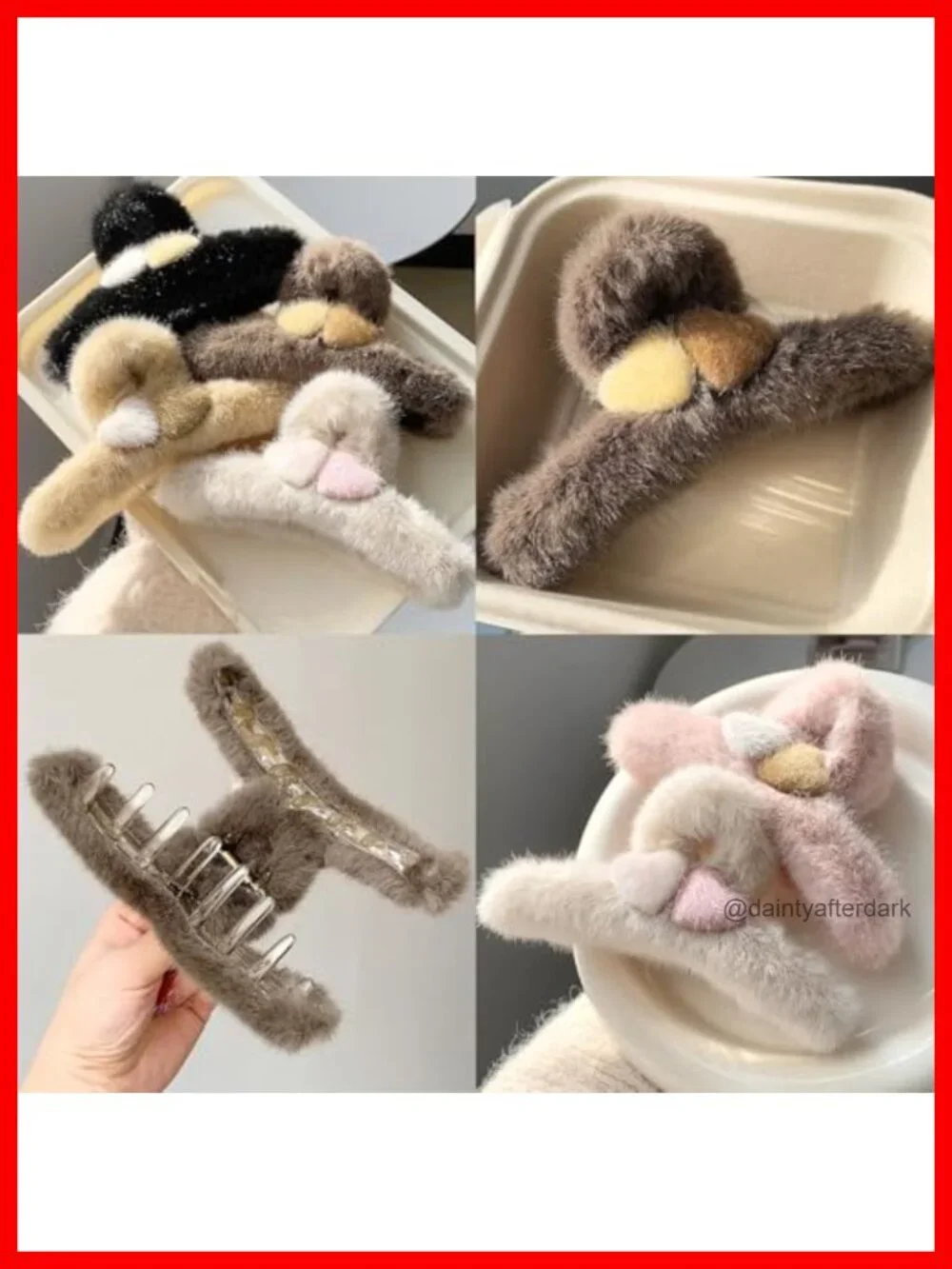 Fuzzy Plush Hair Claw Clips Strong Hold Non-slip Claw Clips for Women Thin